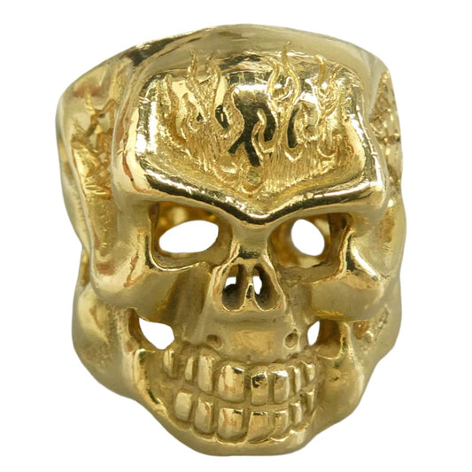 TRAVIS WALKER トラヴィスワーカー 販売証明書付属 18K GOLD OG SKULL 18k YG オリジナル スカル リング ゴールド系 18号【中古】