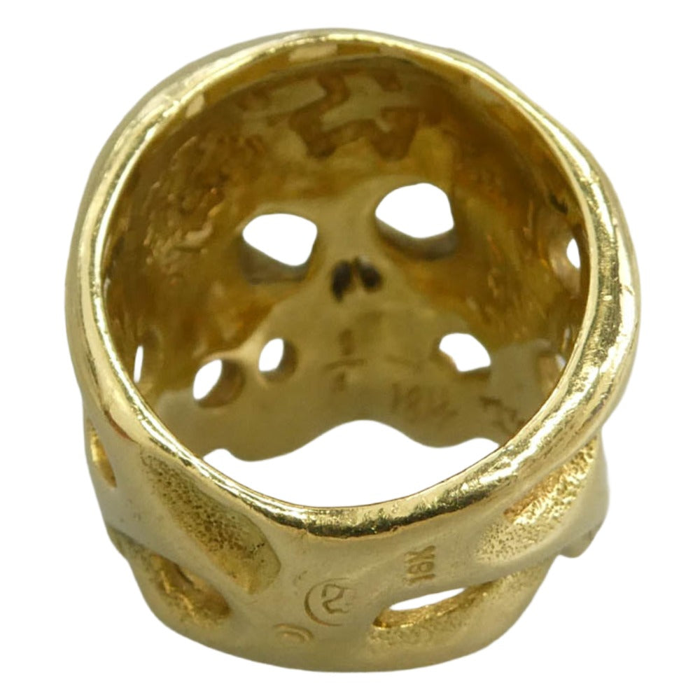 TRAVIS WALKER トラヴィスワーカー 販売証明書付属 18K GOLD OG SKULL 18k YG オリジナル スカル リング ゴールド系 18号【中古】