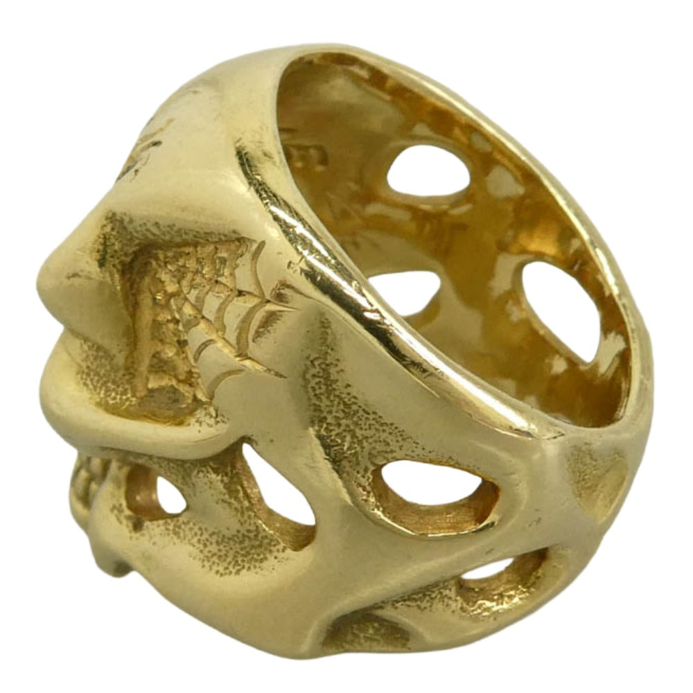 TRAVIS WALKER トラヴィスワーカー 販売証明書付属 18K GOLD OG SKULL 18k YG オリジナル スカル リング ゴールド系 18号【中古】