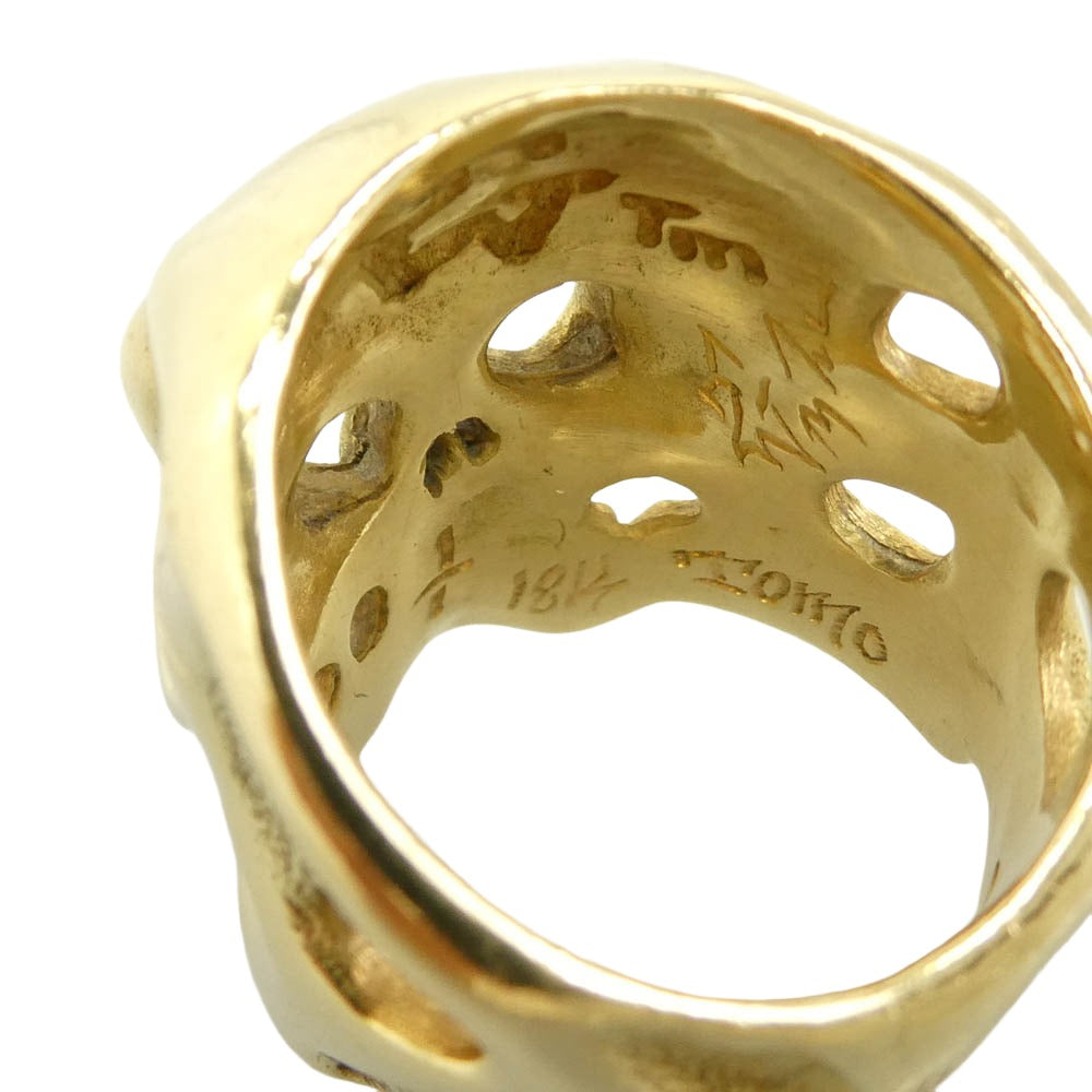 TRAVIS WALKER トラヴィスワーカー 販売証明書付属 18K GOLD OG SKULL 18k YG オリジナル スカル リング ゴールド系 18号【中古】