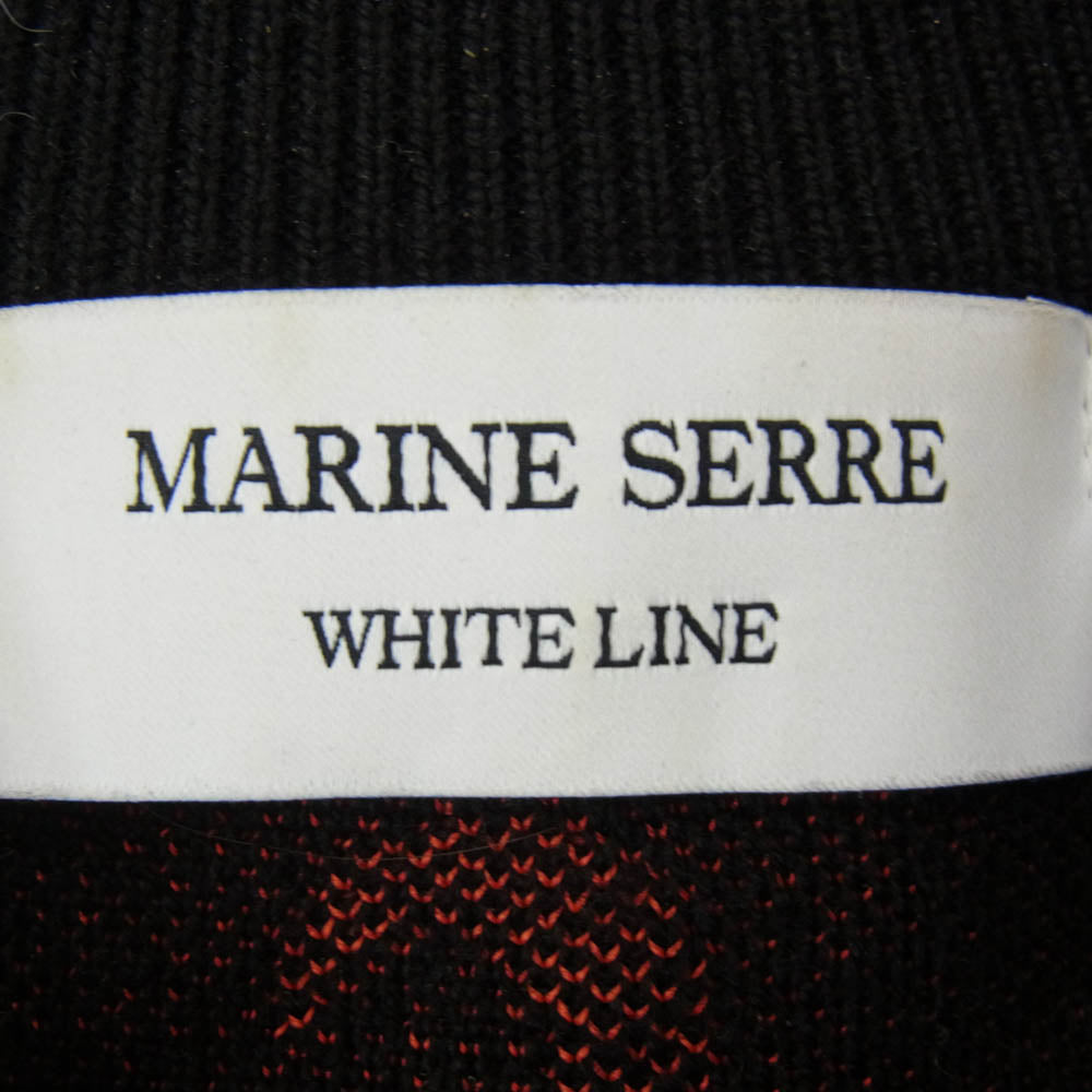 マリーンセル WHITE LINE ホワイトライン ムーンジャカード ロゴ総柄 ウール クルーネック ニット ブラック系 L【中古】