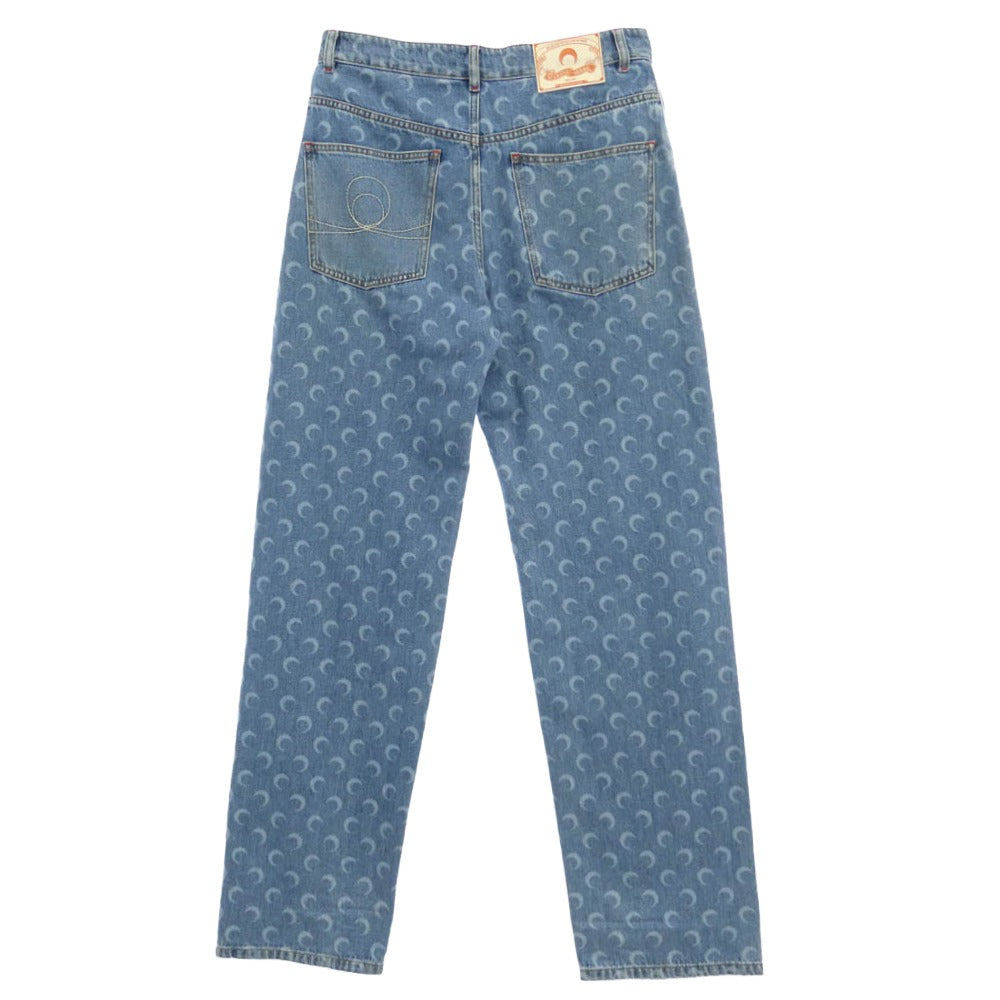 マリーンセル イタリア製 WHITE LINE ホワイトライン Printed denim jeans ムーンプリント 総柄 デニム パンツ ジーンズ インディゴブルー系 48【中古】