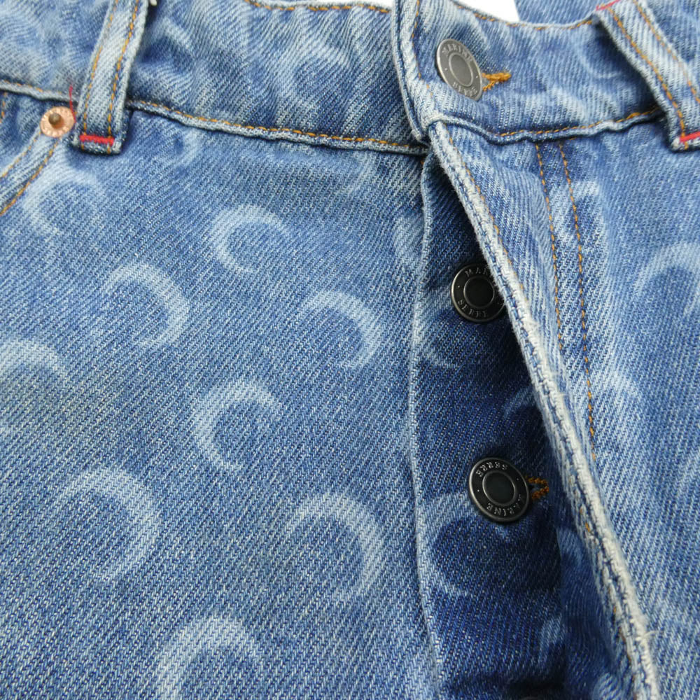 マリーンセル イタリア製 WHITE LINE ホワイトライン Printed denim jeans ムーンプリント 総柄 デニム パンツ ジーンズ インディゴブルー系 48【中古】
