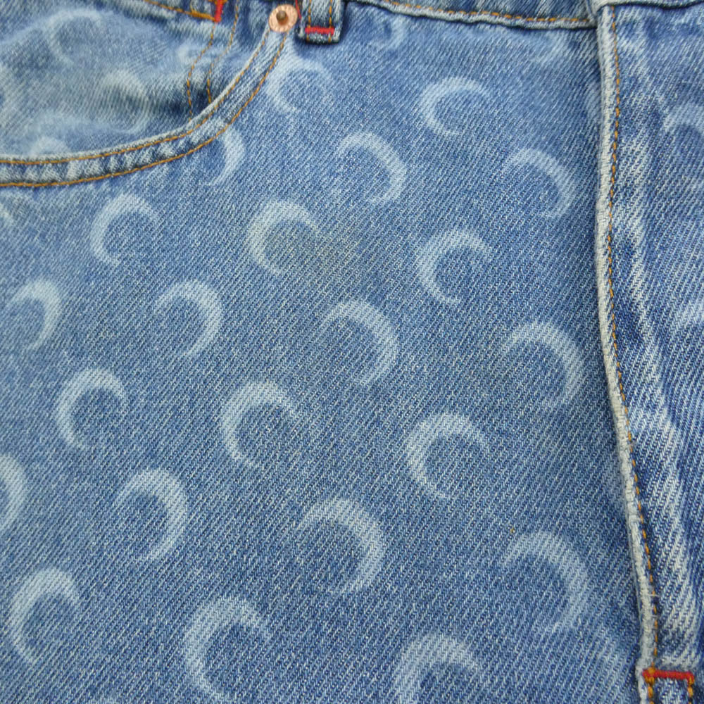 マリーンセル イタリア製 WHITE LINE ホワイトライン Printed denim jeans ムーンプリント 総柄 デニム パンツ ジーンズ インディゴブルー系 48【中古】