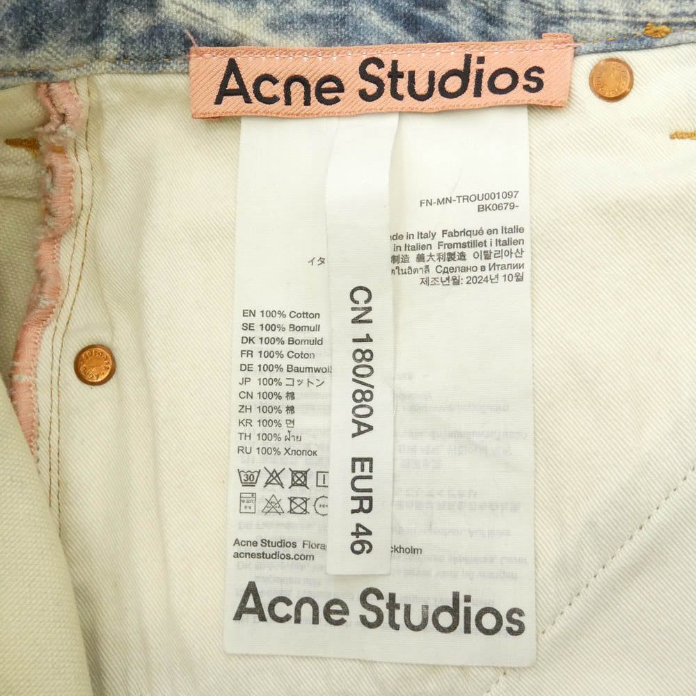 ACNE STUDIOS アクネストゥディオズ FN-MN-TROU001097 BK0679 SUPER BAGGY FIT JEANS 転写プリント総柄 ルーズ フィット デニム パンツ インディゴブルー系 マルチカラー系 46【中古】