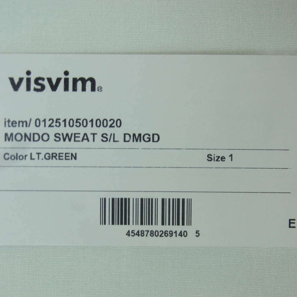 VISVIM ビズビム 25SS 0125105010020 MONDO SWEAT S/L DMGD ダメージ加工 スリーブレス ノースリーブ スウェット ライトブルー系 LT.GREEN 1【美品】【中古】