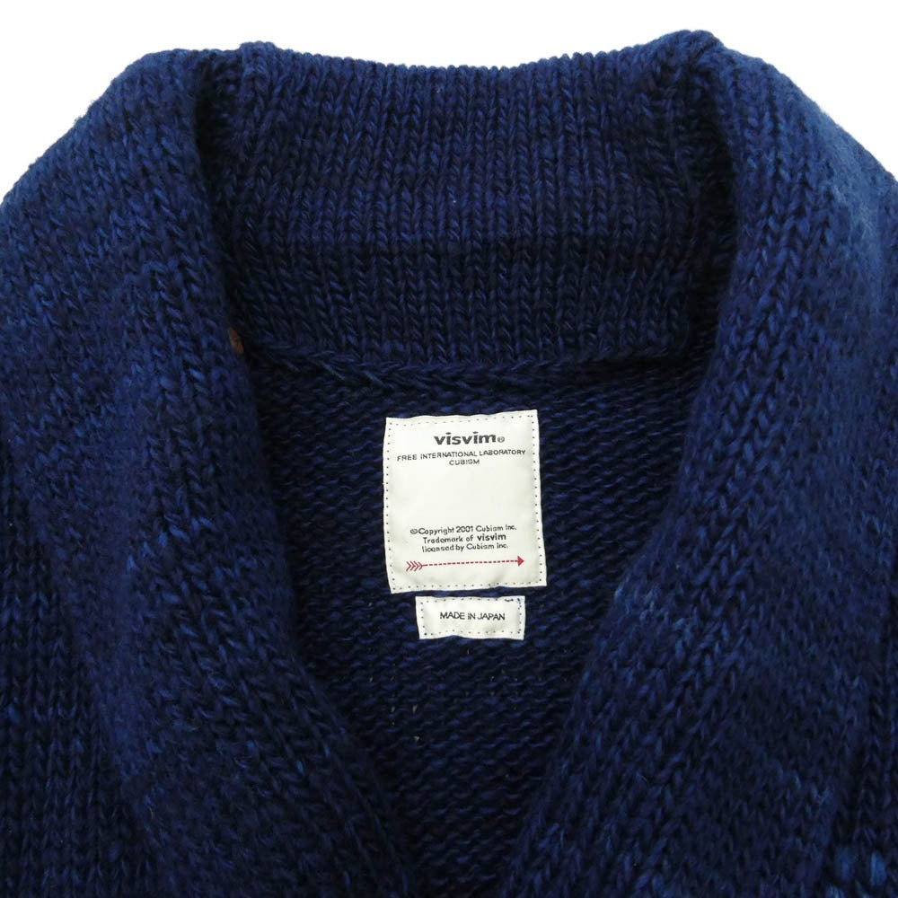VISVIM ビズビム 19AW 0119205012001 COWICHAN HAND-KNIT (N.D.) カウチン ハンドニット 長袖 ウール カーディガン ブルー系 1【中古】