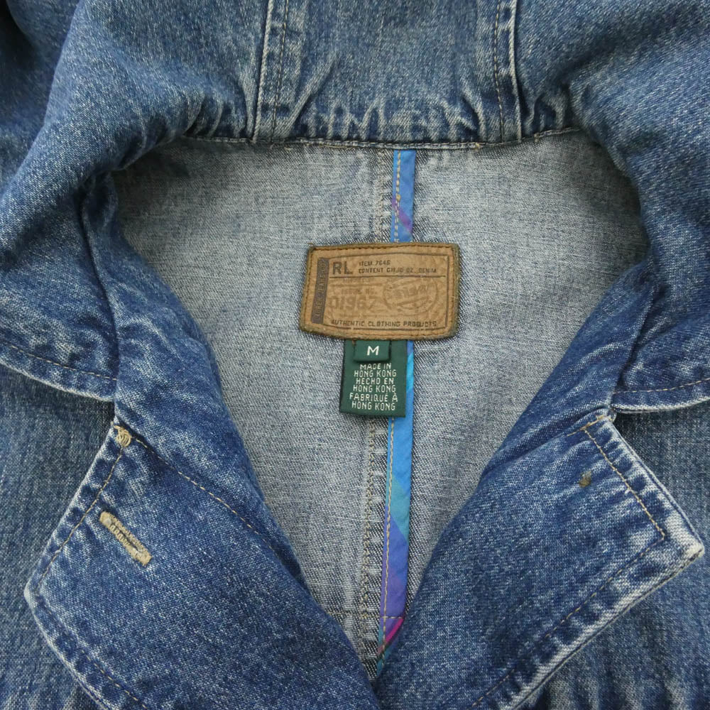 RALPH LAUREN ラルフローレン 80s Vintage ヴィンテージ 香港製 デニム ダッフル コート インディゴブルー系 M【中古】