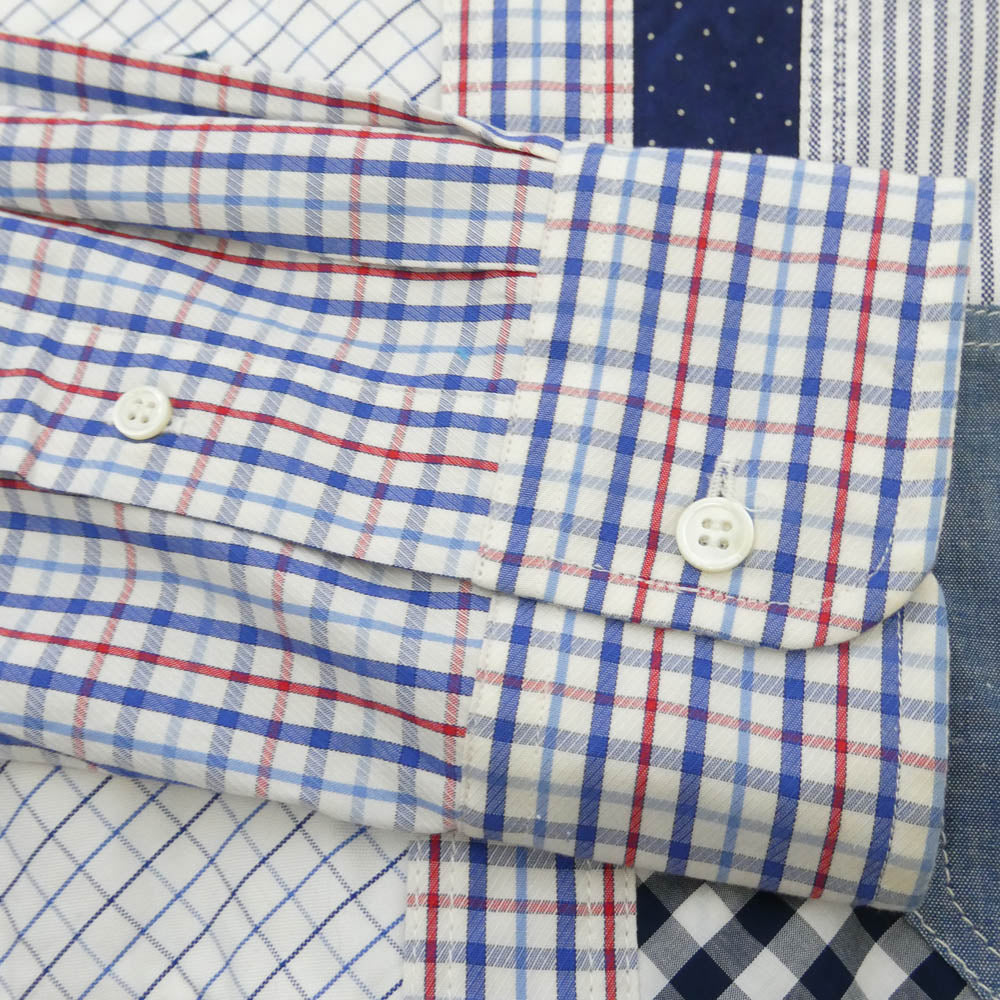 COMME des GARCONS HOMME コムデギャルソンオム AD2014 HO-B048 CDG パッチワーク チェック ストラップ 柄 長袖 シャツ マルチカラー系 M【中古】