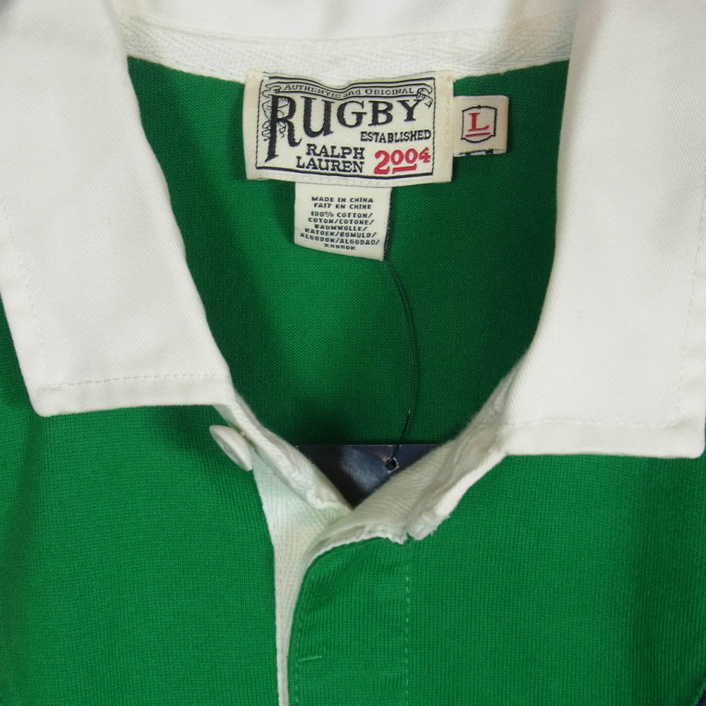 RALPH LAUREN ラルフローレン RUGBY ラグビー 半袖 ラガー シャツ グリーン系 L【中古】