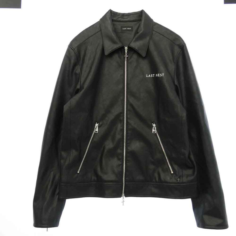 ラストネスト faux single leather jacket フェイク レザー シングル ライダース ジャケット ブラック系 XL【中古】