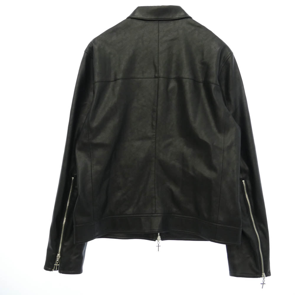 ラストネスト faux single leather jacket フェイク レザー シングル ライダース ジャケット ブラック系 XL【中古】