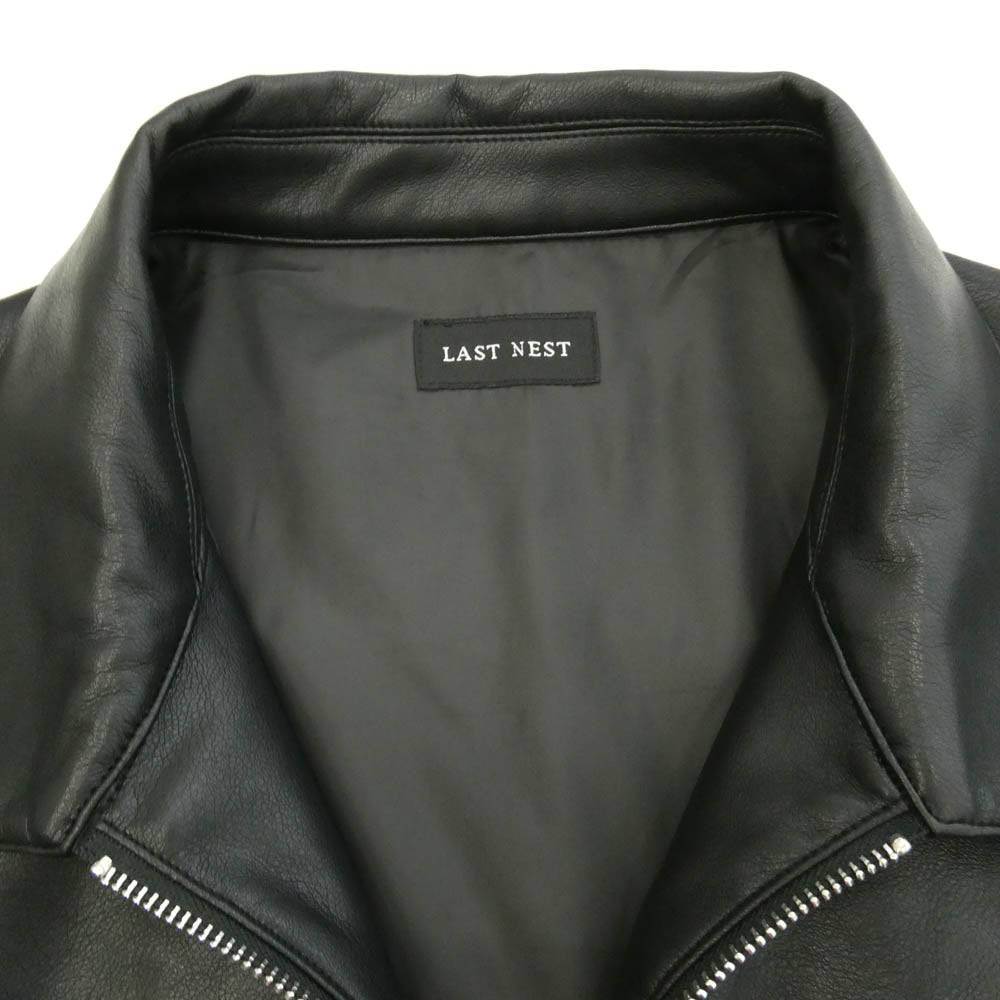 ラストネスト faux single leather jacket フェイク レザー シングル ライダース ジャケット ブラック系 XL【中古】