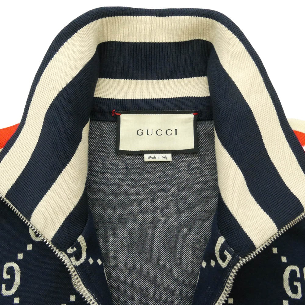 GUCCI グッチ 496919-X9V05 GG Jacquard Cotton Jacket GG ジャガード サイドライン トラック ジャケット ネイビー系 M【中古】