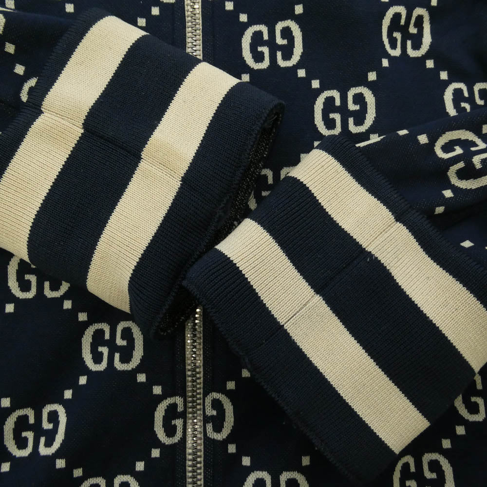 GUCCI グッチ 496919-X9V05 GG Jacquard Cotton Jacket GG ジャガード サイドライン トラック ジャケット ネイビー系 M【中古】