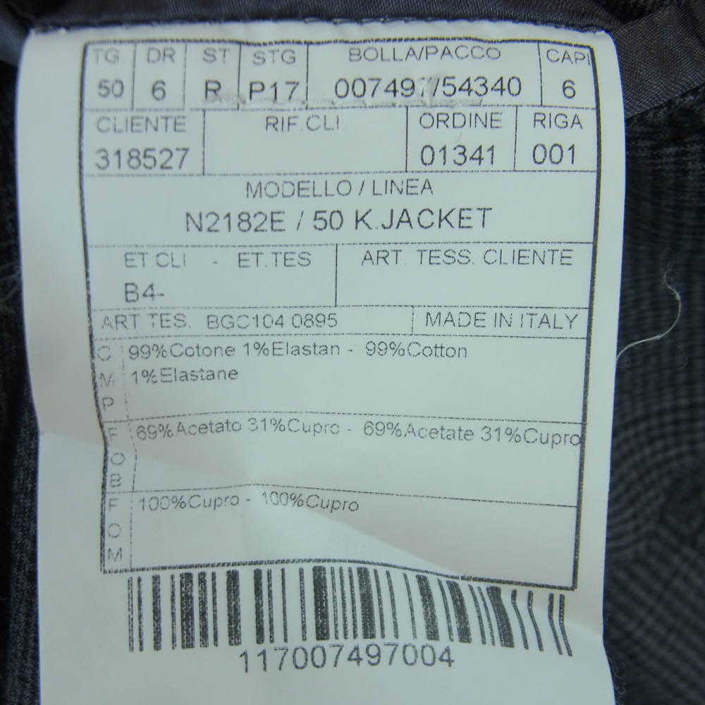 ボリオリ イタリア製 K JACKET チェック柄 2B テーラード ジャケット グレー系 50【中古】