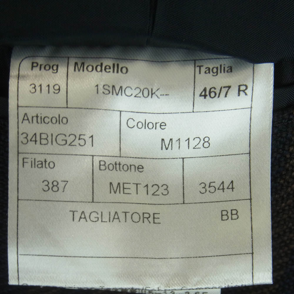 タリアトーレ 1SMC20K 34BIG251 イタリア製 ピークドラペル ウール ストライプ ダブルブレスト テーラード ジャケット ネイビー系 ブラウン系 46【中古】