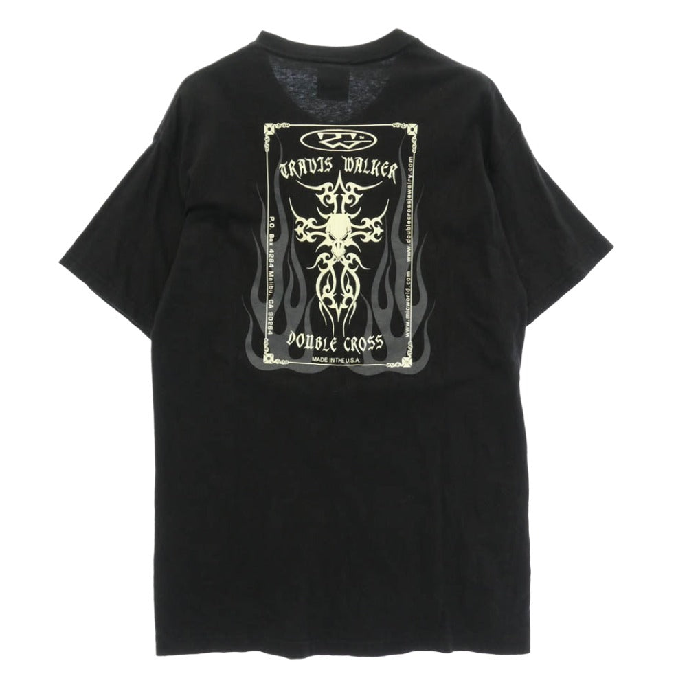 TRAVIS WALKER トラヴィスワーカー クロスプリント 半袖 Tシャツ カットソー ブラック系 M【中古】