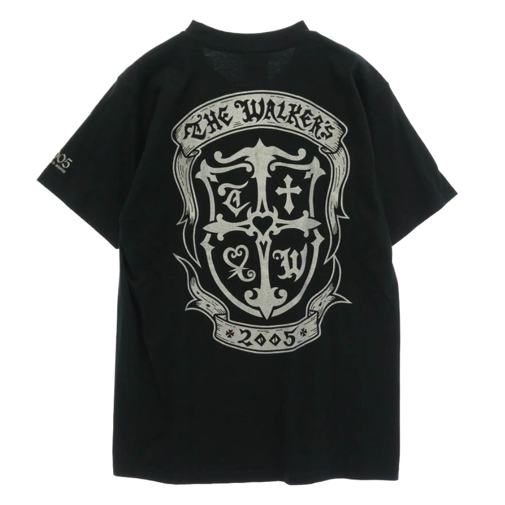 TRAVIS WALKER トラヴィスワーカー ダブルクロス ラメプリント 半袖 Tシャツ カットソー ブラック系 M【中古】