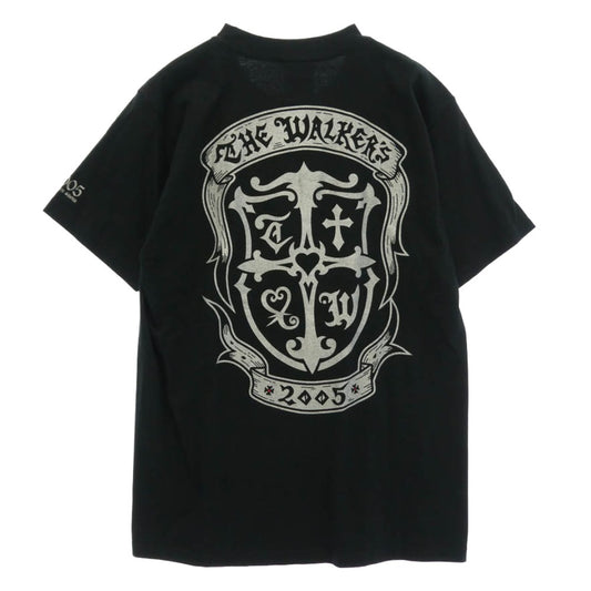 TRAVIS WALKER トラヴィスワーカー ダブルクロス ラメプリント 半袖 Tシャツ カットソー ブラック系 M【中古】