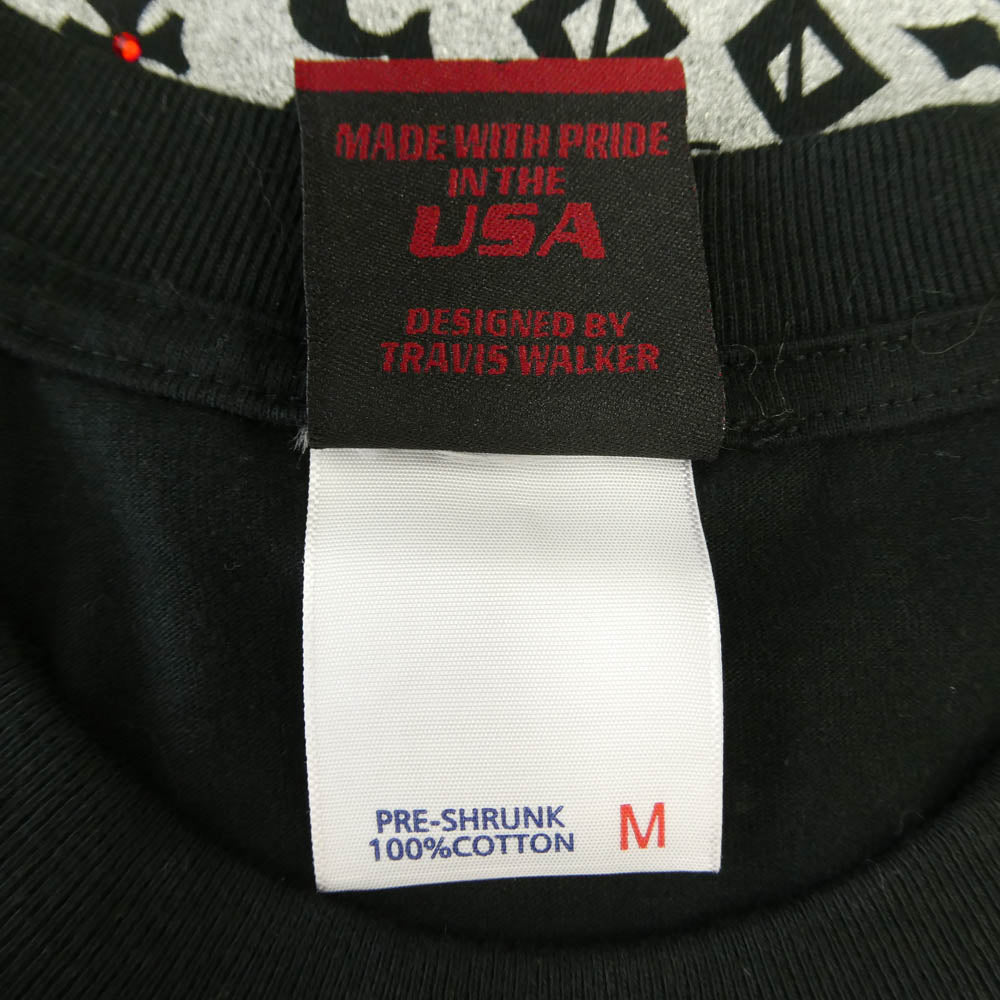 TRAVIS WALKER トラヴィスワーカー ダブルクロス ラメプリント 半袖 Tシャツ カットソー ブラック系 M【中古】