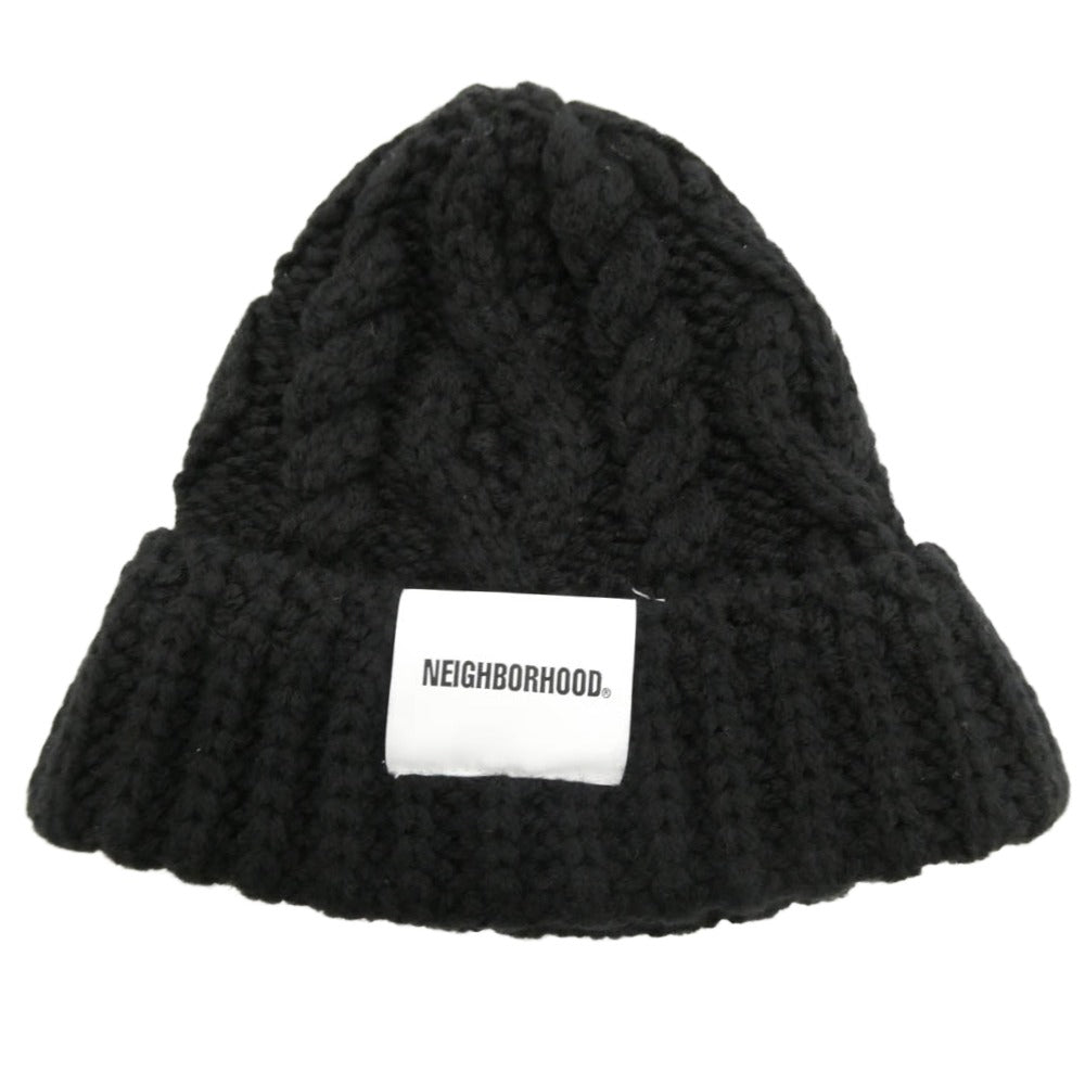 NEIGHBORHOOD ネイバーフッド 23AW 232FUNH-HT02 CABLE KNIT BEANIE ケーブル ニット ビーニー ニット帽 ブラック系 F【中古】