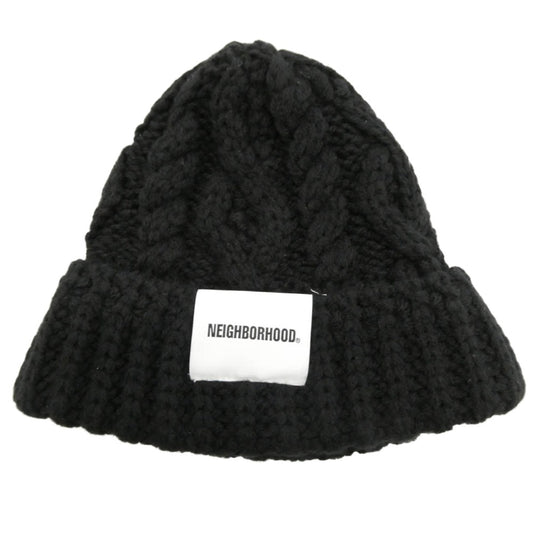 NEIGHBORHOOD ネイバーフッド 23AW 232FUNH-HT02 CABLE KNIT BEANIE ケーブル ニット ビーニー ニット帽 ブラック系 F【中古】
