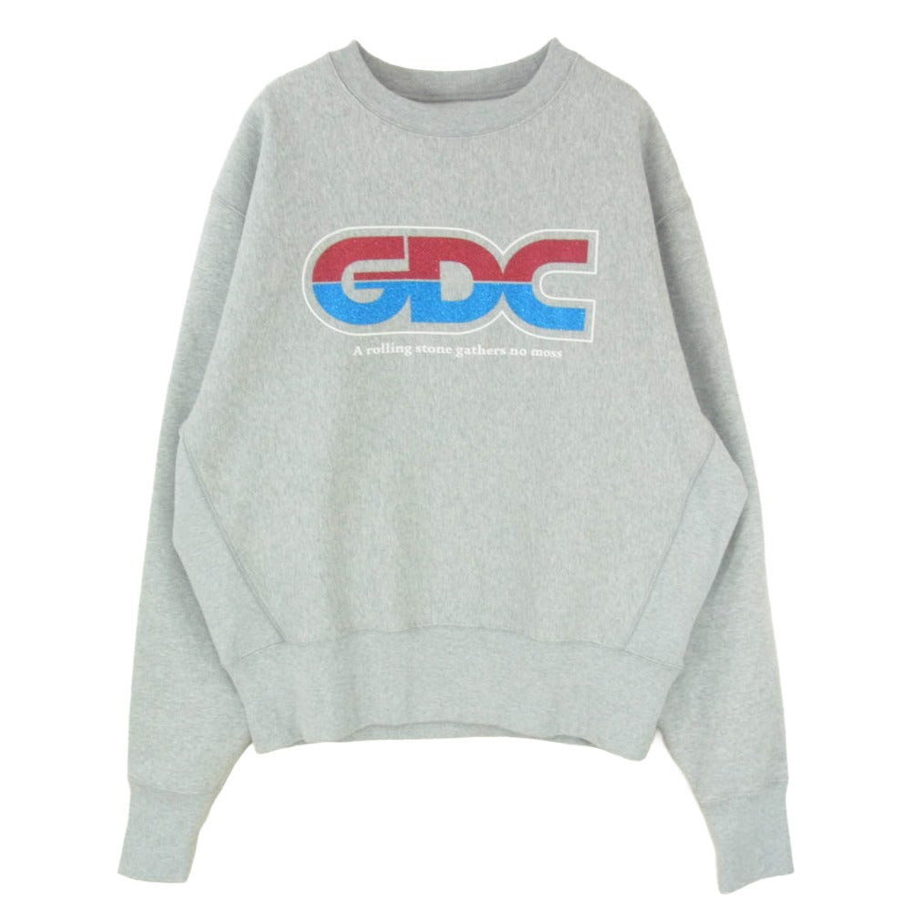 GDC ジーディーシー trico sweat トリコ ラメロゴ 丸首 クルーネック スウェット トレーナー グレー系 L【中古】