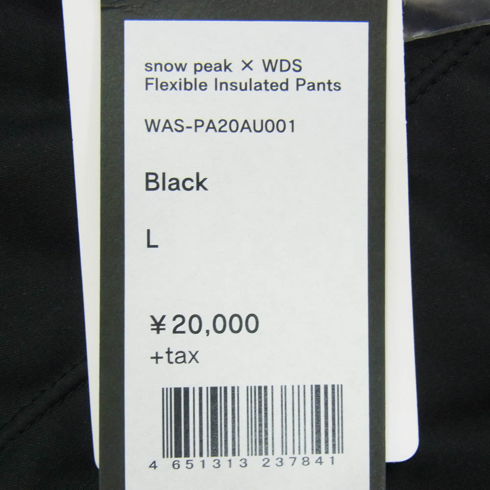 WIND AND SEA ウィンダンシー snowpeak スノーピーク WAS-PA-20AU001 × Snow Peak スノーピーク Flexible Insulated Pants 中綿 パンツ ブラック系 L【新古品】【未使用】【中古】