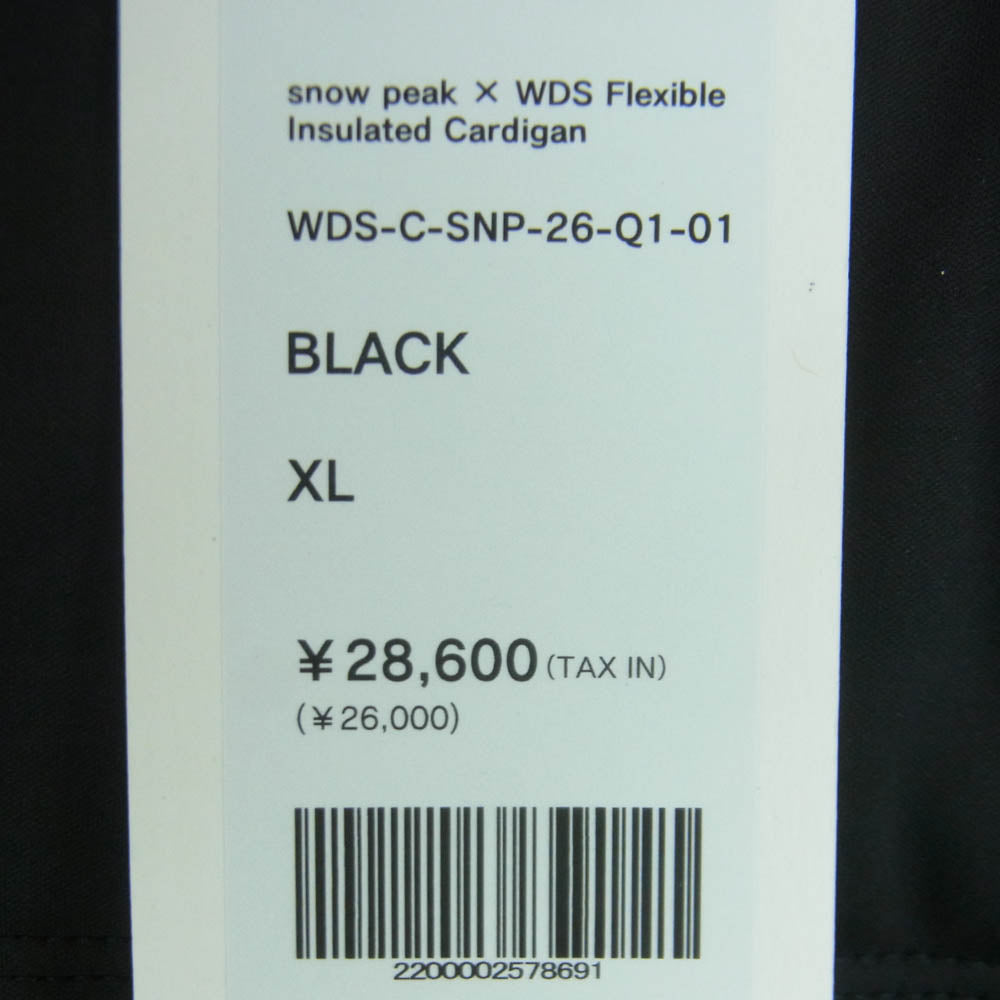WIND AND SEA ウィンダンシー snowpeak スノーピーク 25AW WAS-JK-25AU701 WDS Flexible Insulated Cardigan 中綿 カーディガン ジャケット ブラック系 XL【新古品】【未使用】【中古】