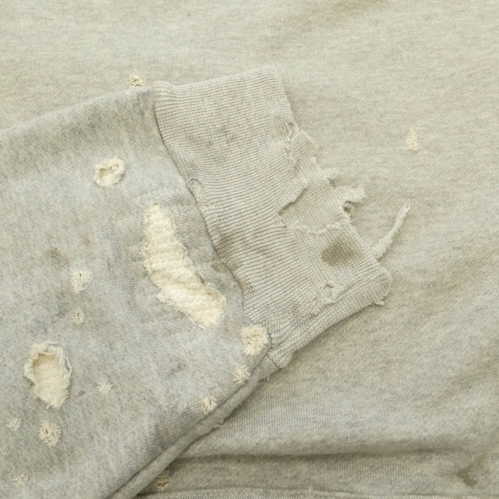 READY MADE レディメイド RE-CO-GY-00-00-284 DOUBLE FACE HOODIE ダブルフェイス 裏地サーマル ダメージ加工 フーディー パーカー グレー系 L【中古】