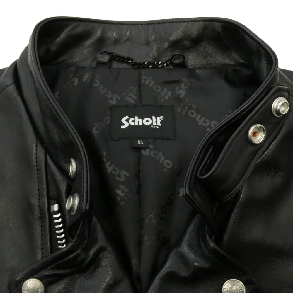 schott ショット 3101048 DOUBLE BREAST RIDERS ダブルブレスト ライダース レザー ジャケット ブラック系 XL【中古】