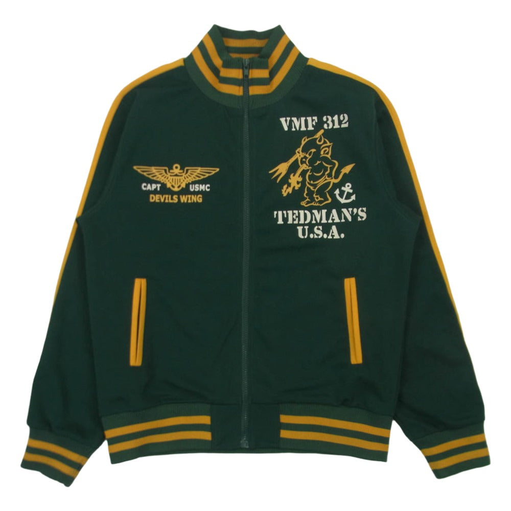 TEDMAN テッドマン DEVILS WING プリント トラック ジャケット 中国製 グリーン系 イエロー系 M【中古】