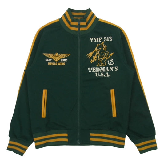 TEDMAN テッドマン DEVILS WING プリント トラック ジャケット 中国製 グリーン系 イエロー系 M【中古】