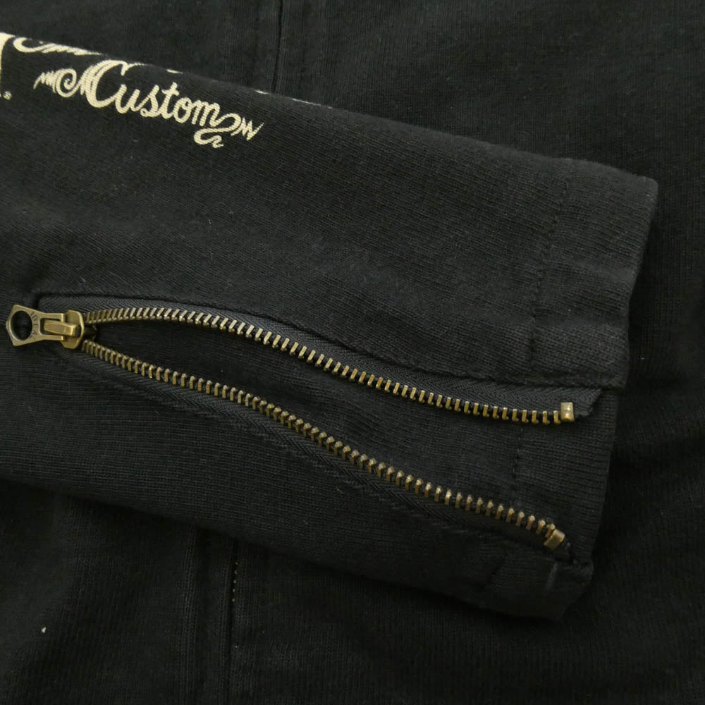 VANSON バンソン Street ＆ Track 刺繍 ジップ ジャケット ブラック系 L【中古】