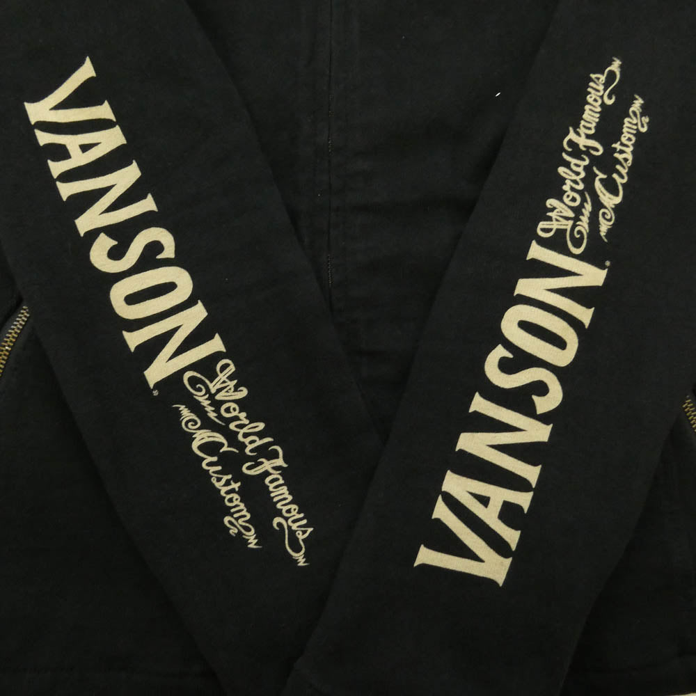 VANSON バンソン Street ＆ Track 刺繍 ジップ ジャケット ブラック系 L【中古】