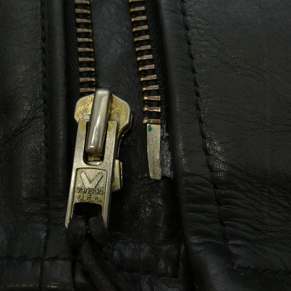 VANSON バンソン レザー ダブル ライダース ジャケット ブラック系 40【中古】