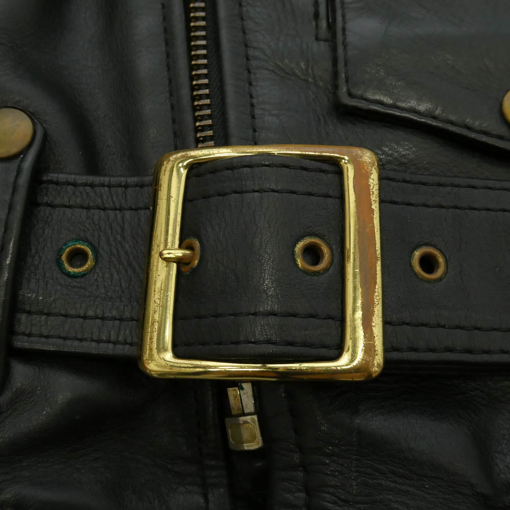 VANSON バンソン レザー ダブル ライダース ジャケット ブラック系 40【中古】