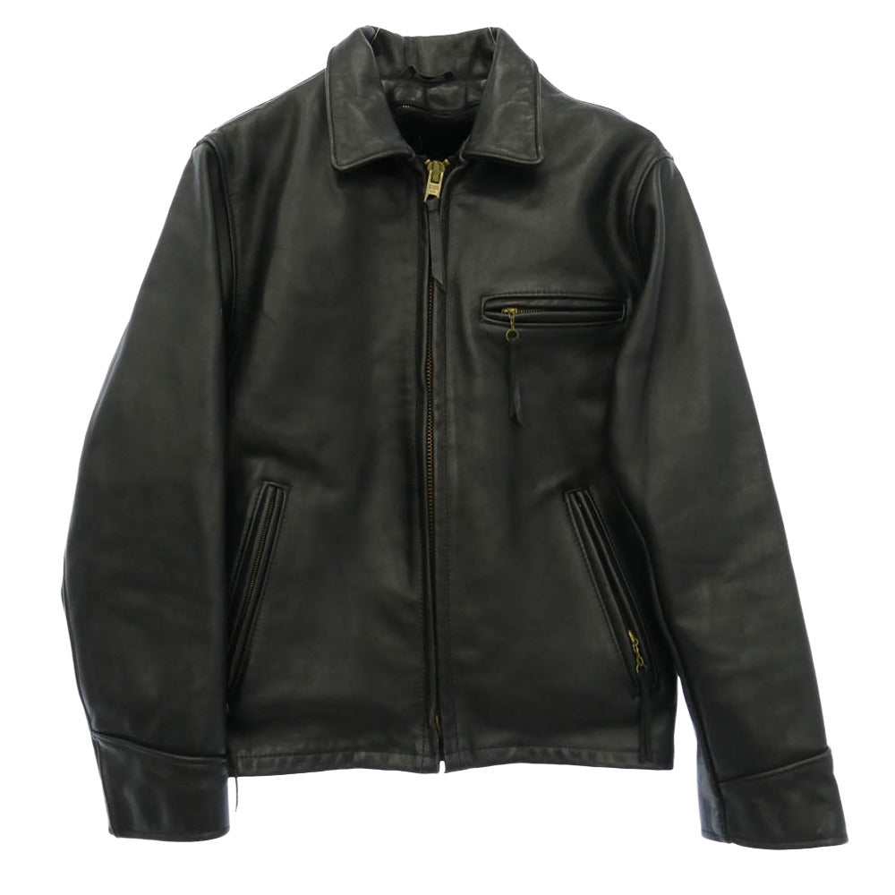 schott ショット ボアライナー付属 レザー シングル ライダース ジャケット ブラック系 38【中古】