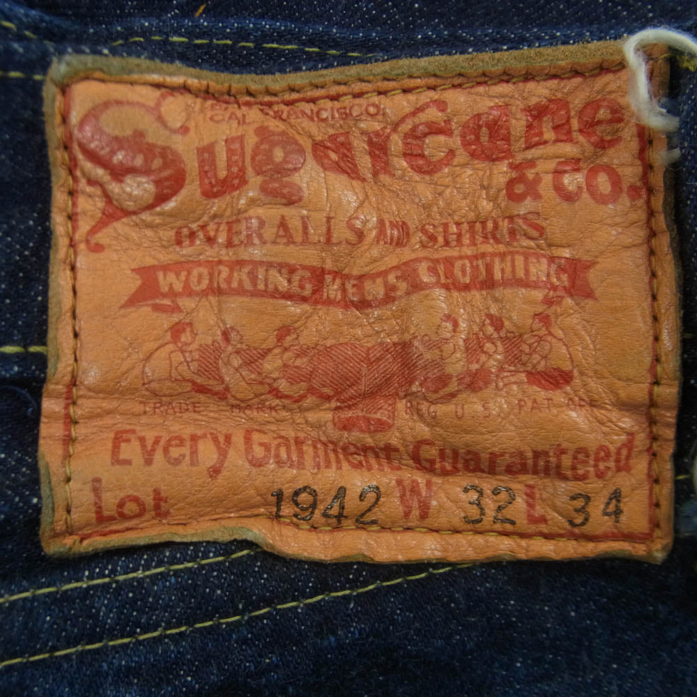 SUGAR CANE シュガーケーン SC49005 14.25oz. BLUE DENIM WAIST OVERALLS 1942 MODEL シンチバック デニム パンツ インディゴブルー系 W32 L34【中古】