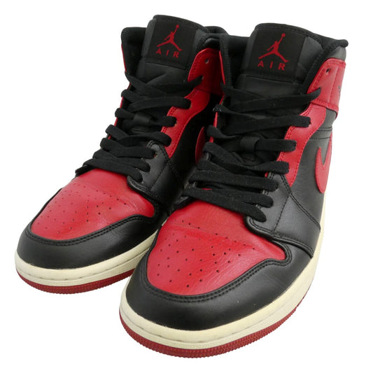 NIKE ナイキ 554724-074 Air Jordan 1 Mid Bred エアジョーダン1 ミッド ブレッド レッド系 ブラック系 27.5cm【中古】