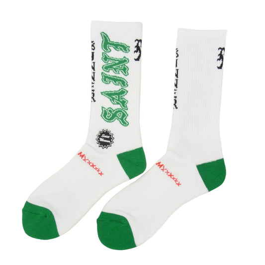 SAINT MICHAEL セントマイケル 26SS SM-MK8-0000-108 SAINT SOCKS GREEN セントソックス 靴下 グリーン ホワイト系 M【新古品】【未使用】【中古】