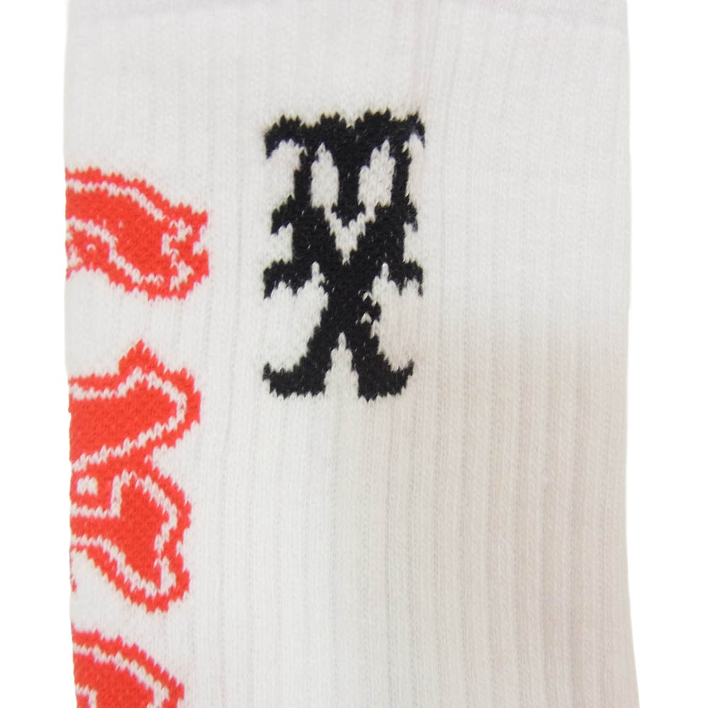 SAINT MICHAEL セントマイケル 26SS SM-MK8-0000-106 SAINT SOCKS RED セントソックス 靴下 レッド ホワイト系 M【新古品】【未使用】【中古】