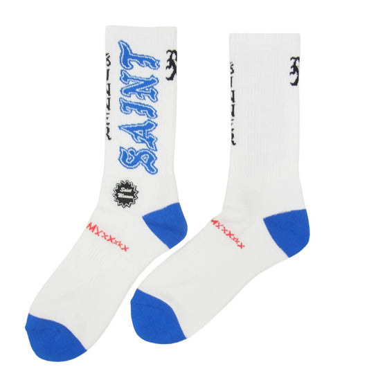 SAINT MICHAEL セントマイケル 26SS SM-MK8-0000-107 SAINT SOCKS RED セントソックス 靴下 ブルー ホワイト系 M【新古品】【未使用】【中古】