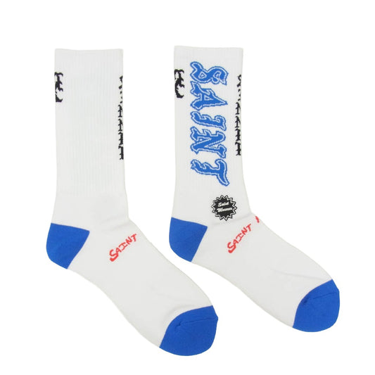 SAINT MICHAEL セントマイケル 26SS SM-MK8-0000-107 SAINT SOCKS RED セントソックス 靴下 ブルー ホワイト系 M【新古品】【未使用】【中古】