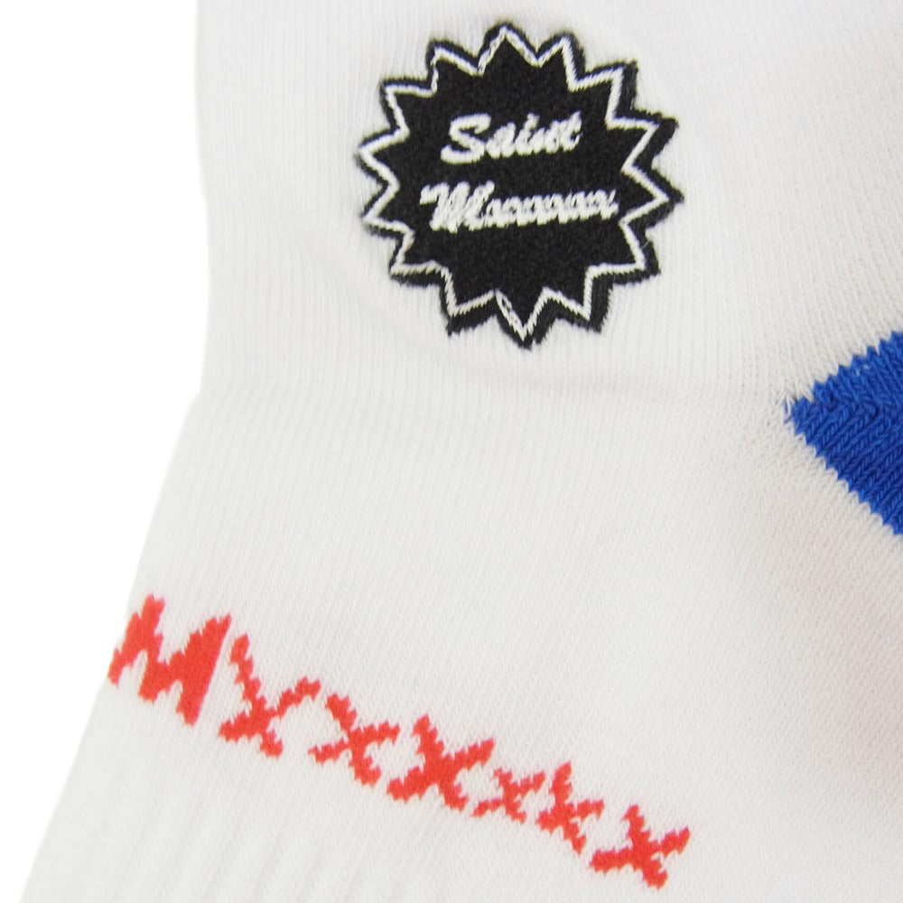 SAINT MICHAEL セントマイケル 26SS SM-MK8-0000-107 SAINT SOCKS RED セントソックス 靴下 ブルー ホワイト系 M【新古品】【未使用】【中古】