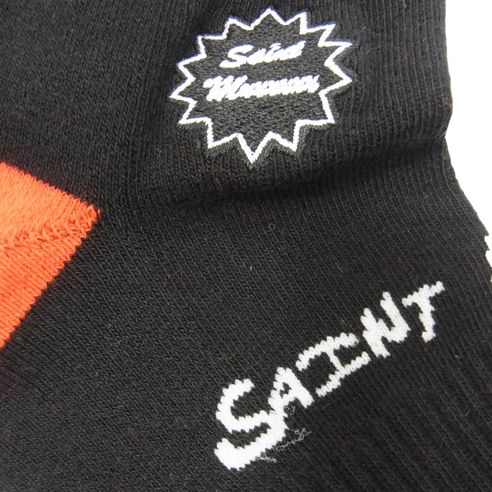 SAINT MICHAEL セントマイケル 26SS SM-MK8-0000-110 SAINT SOCKS BLACK RED セントソックス 靴下 ブラック＆レッド ブラック系 M【新古品】【未使用】【中古】