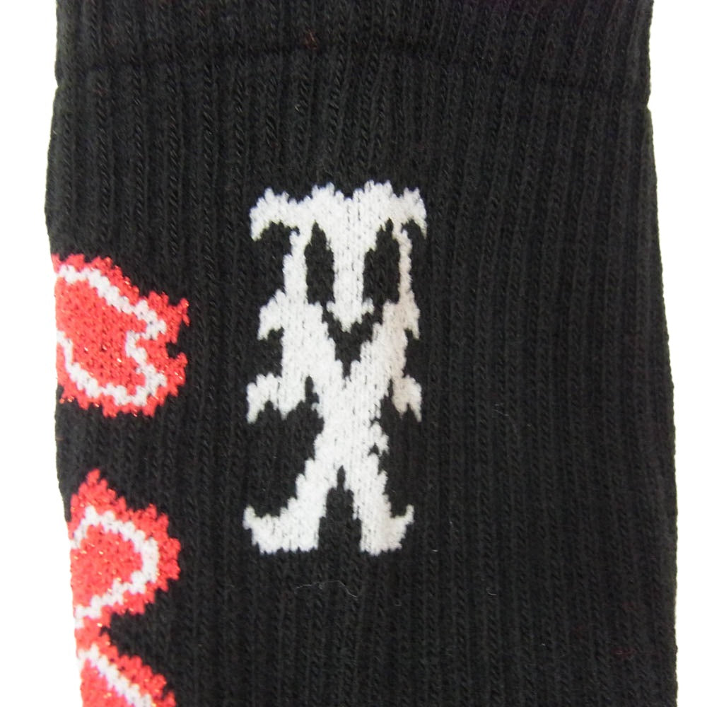SAINT MICHAEL セントマイケル 26SS SM-MK8-0000-110 SAINT SOCKS BLACK RED セントソックス 靴下 ブラック＆レッド ブラック系 M【新古品】【未使用】【中古】