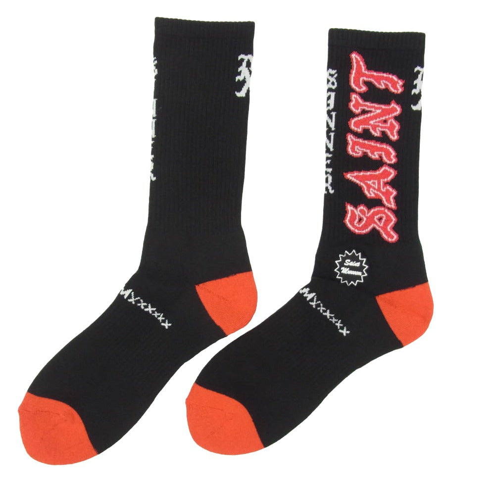 SAINT MICHAEL セントマイケル 26SS SM-MK8-0000-110 SAINT SOCKS BLACK RED セントソックス 靴下 ブラック＆レッド ブラック系 M【新古品】【未使用】【中古】