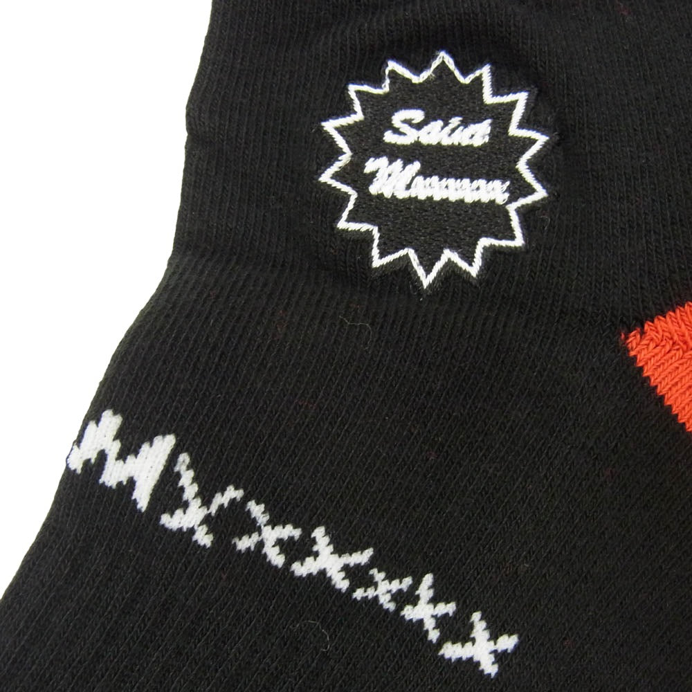 SAINT MICHAEL セントマイケル 26SS SM-MK8-0000-110 SAINT SOCKS BLACK RED セントソックス 靴下 ブラック＆レッド ブラック系 M【新古品】【未使用】【中古】